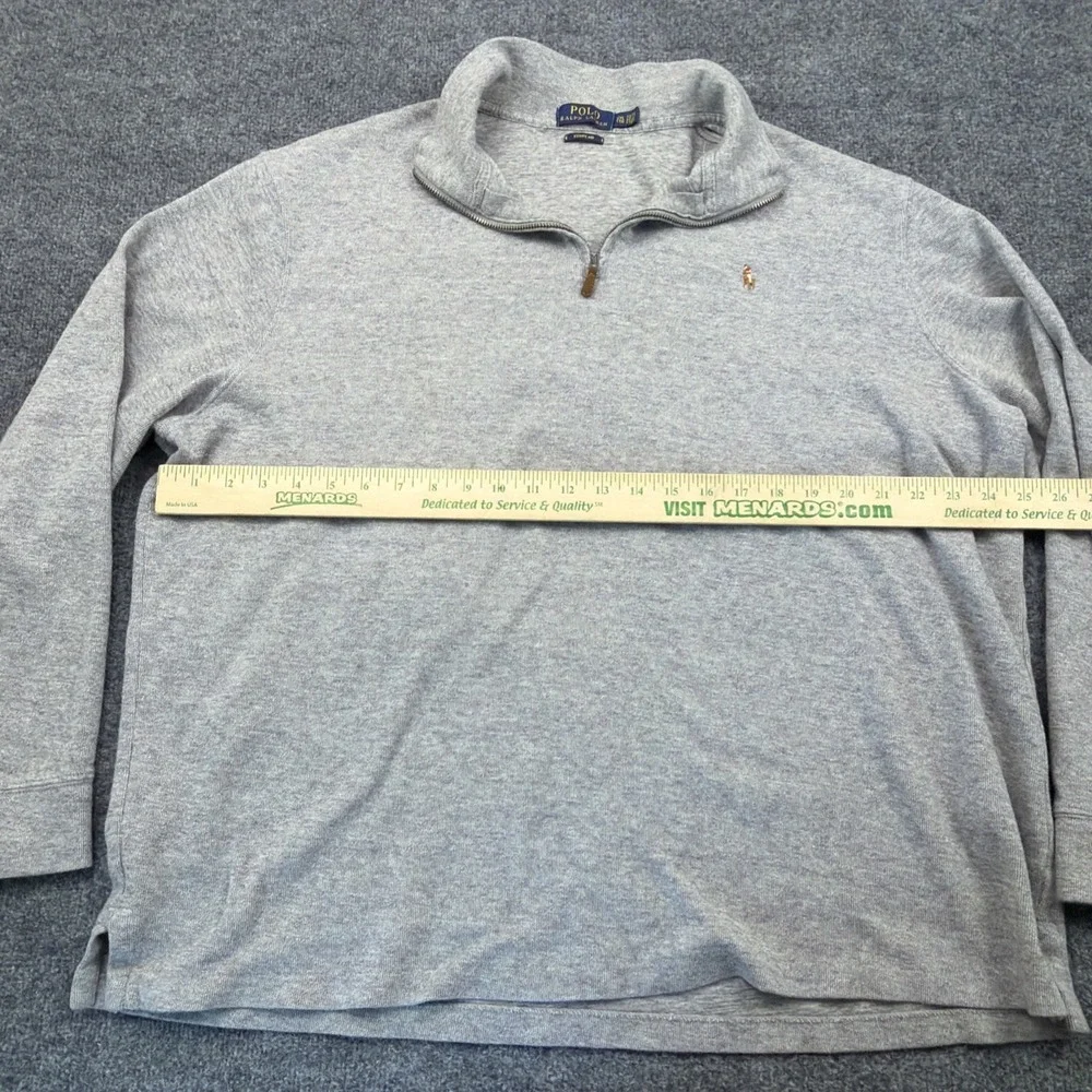 Polo Ralph Lauren‎ Sweater Mens 2XL Gray 1/4 Zip Estate Rib Pullover Flesh Pony